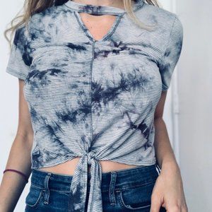 Front tie Washed crop top